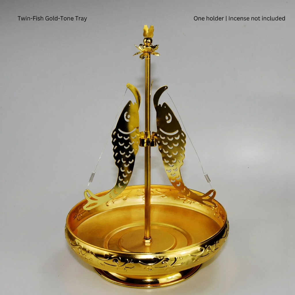 Twin-Fish Gold-Tone Tray — holder only
