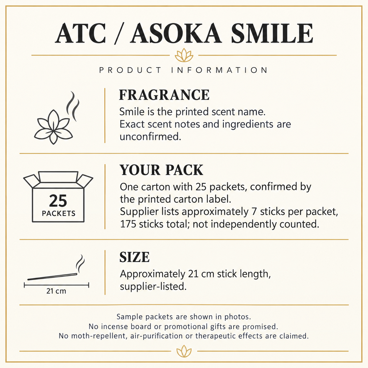 Smile fragrance, pack and size guide