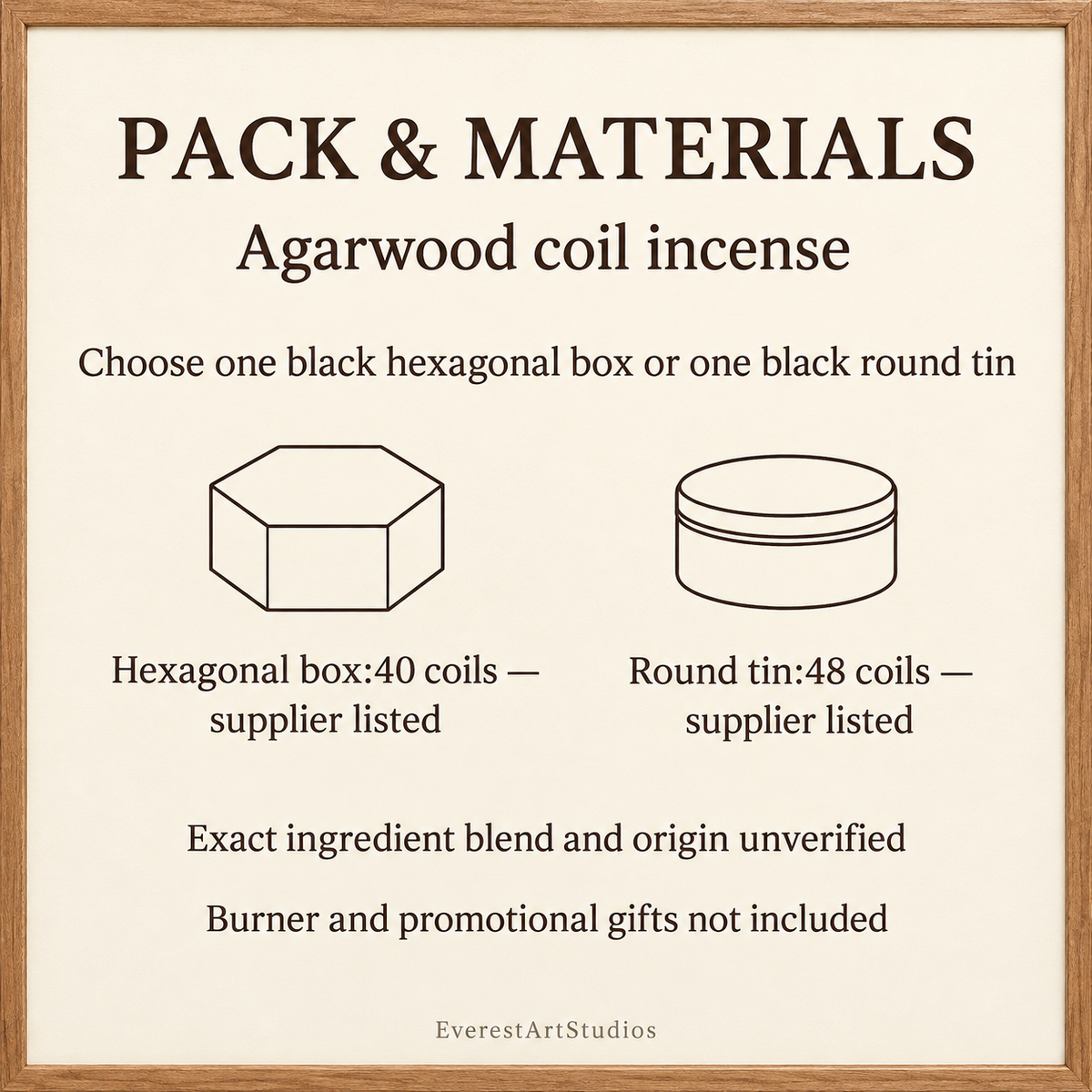 Agarwood Coil Incense — 40-Coil Hexagonal Box or 48-Coil Round Tin | pack