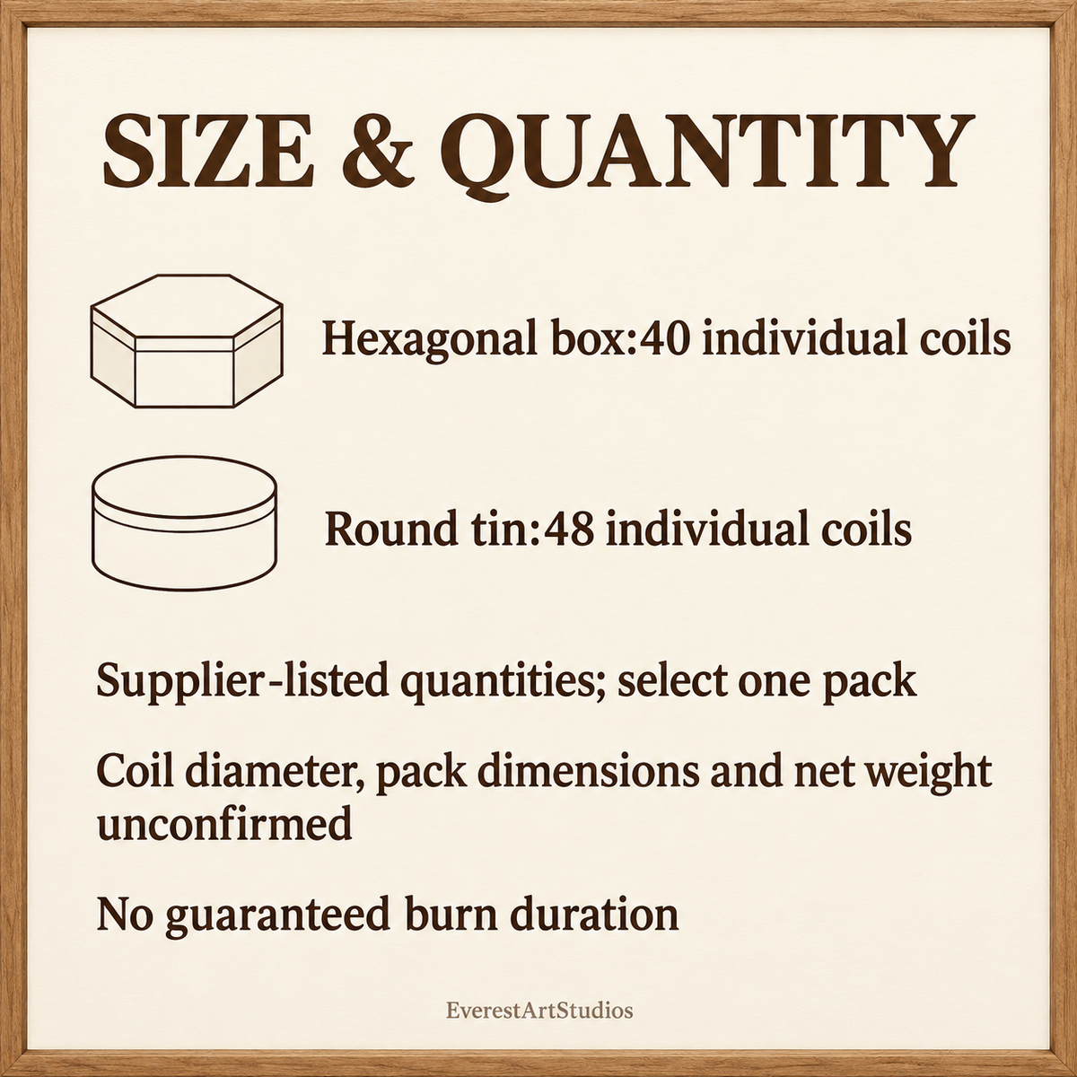 Agarwood Coil Incense — 40-Coil Hexagonal Box or 48-Coil Round Tin | size