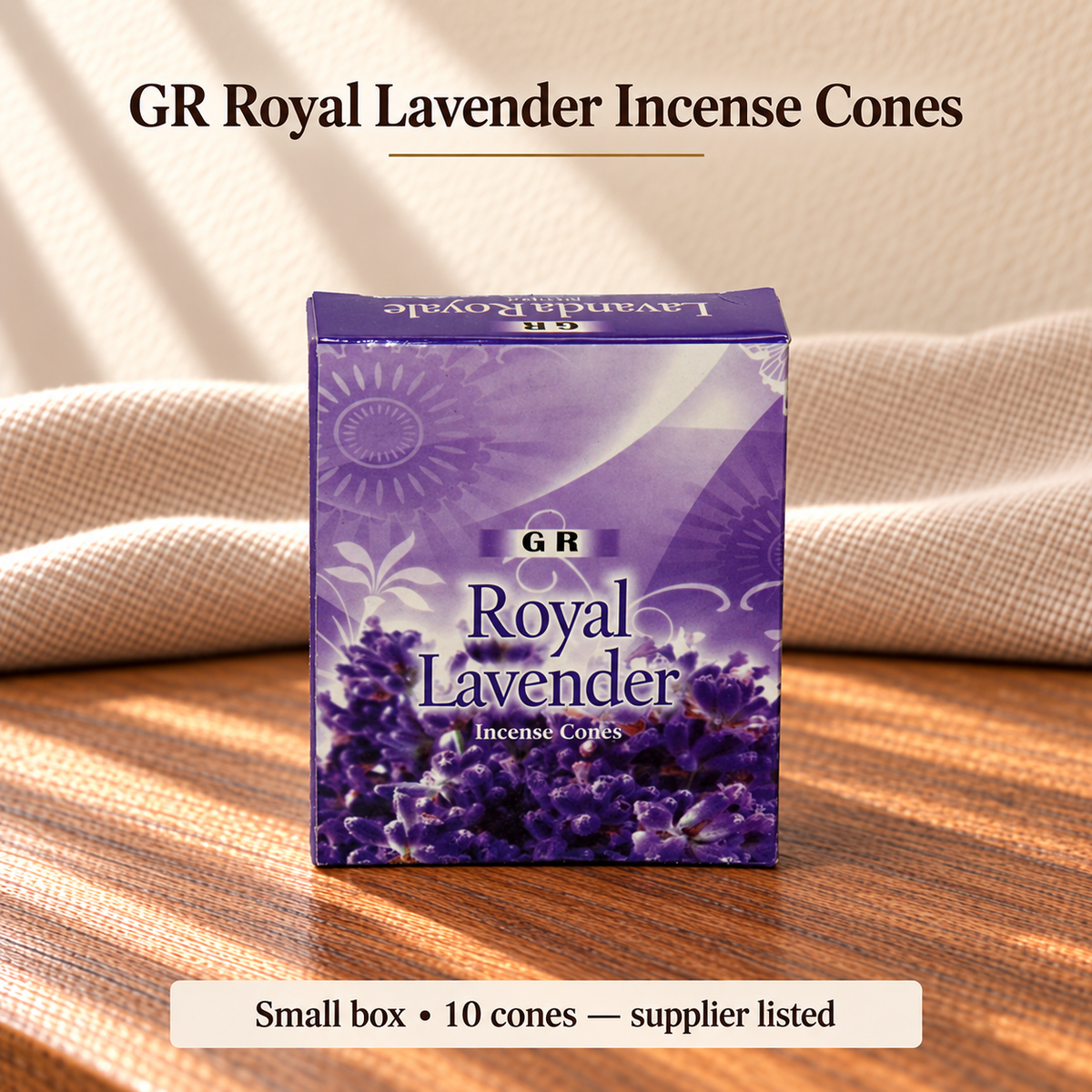 GR Royal Lavender — Small box • 10 cones — supplier listed