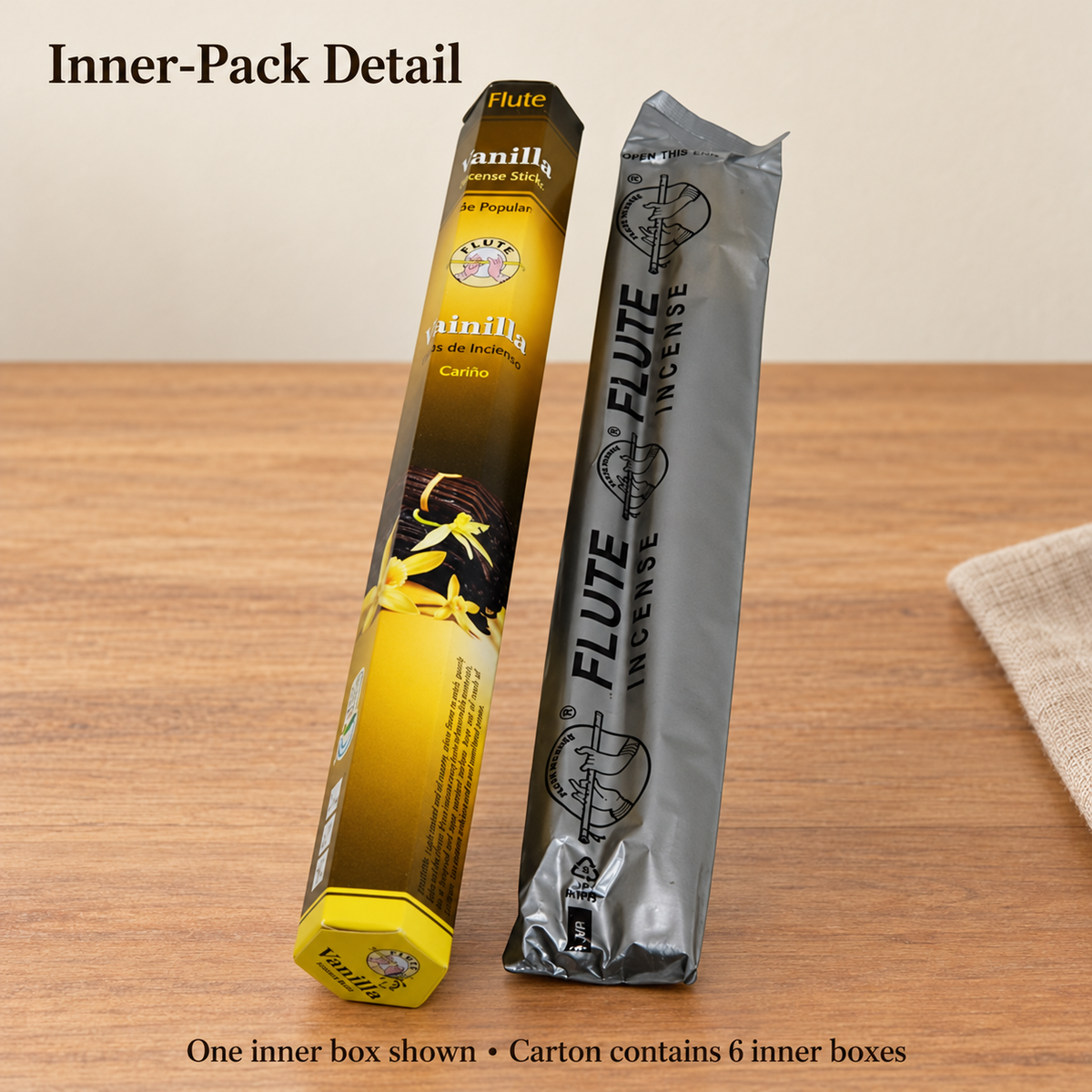Flute Vanilla Incense Sticks — Six-Box Carton, 120 Sticks | product-04