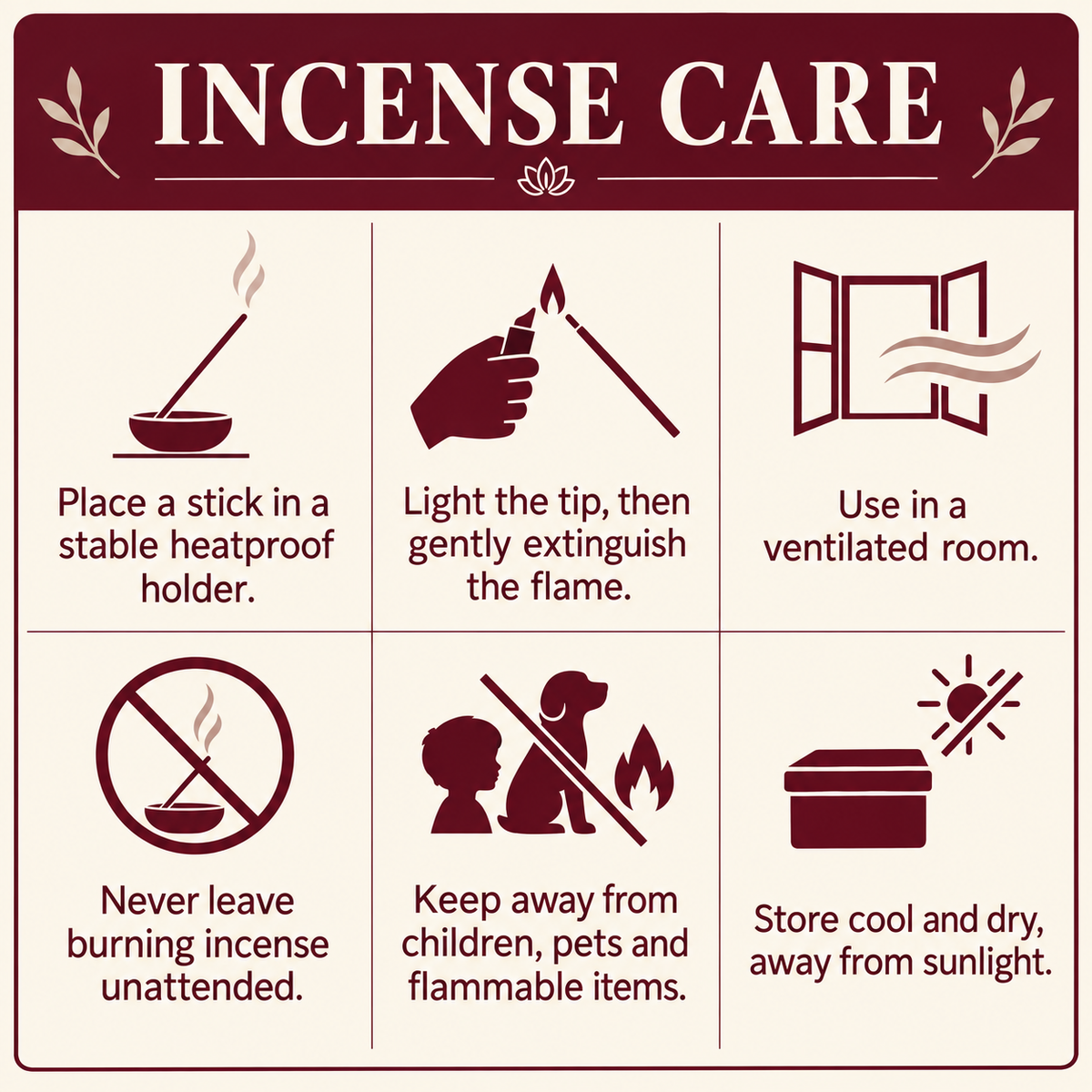 Flute incense Care information