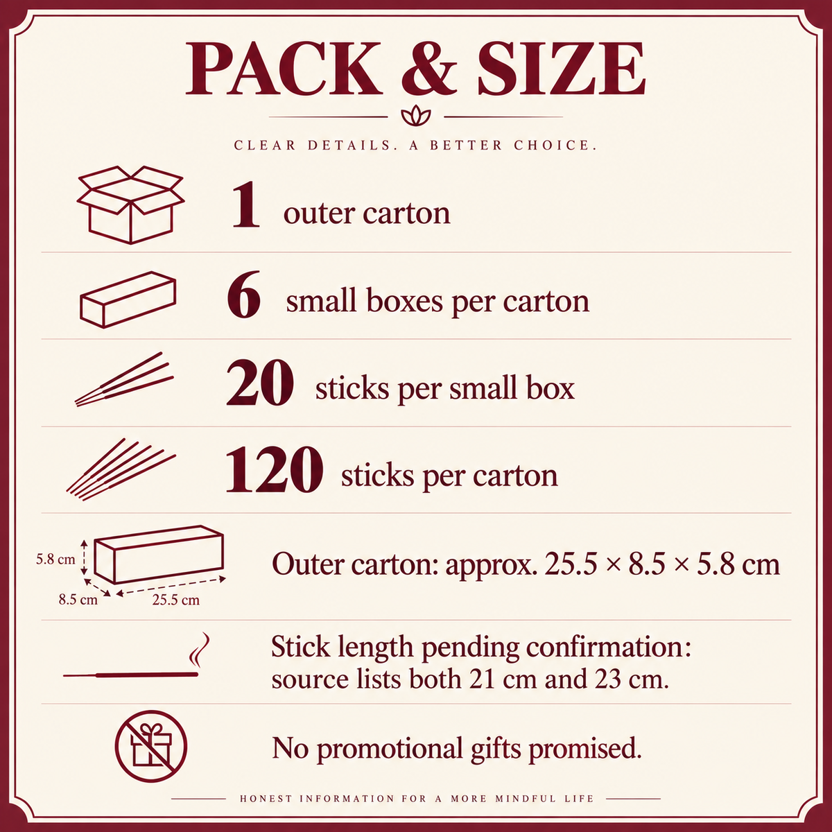Flute incense Spec information