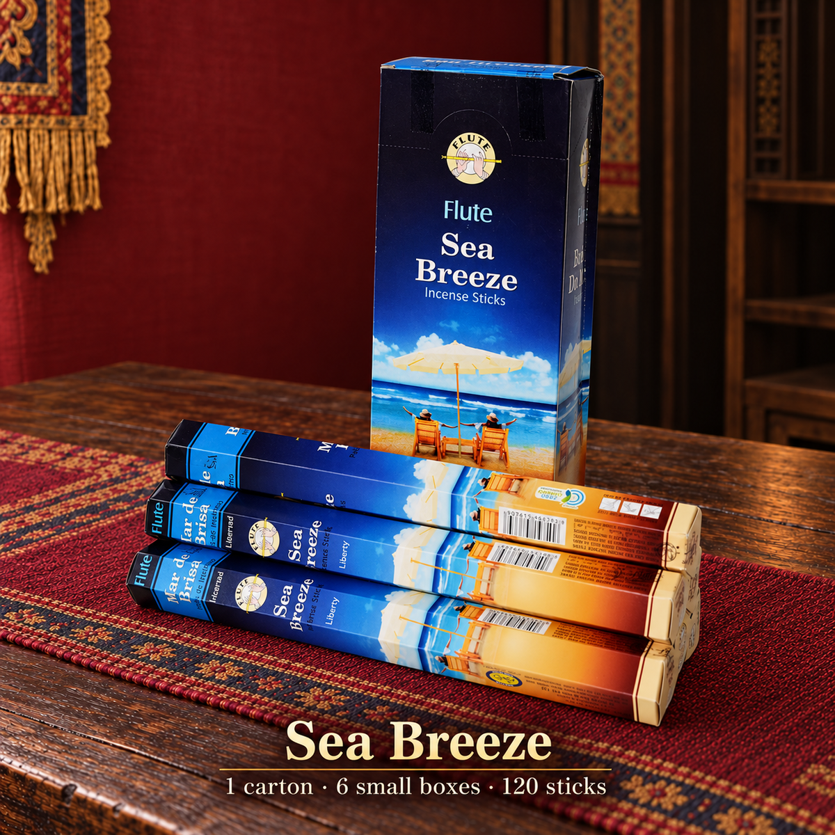 Flute Sea Breeze — carton of 6 small boxes / 120 sticks