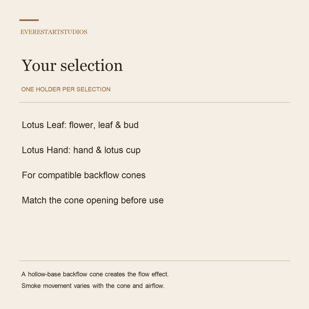 Ceramic lotus backflow incense holders — specifications