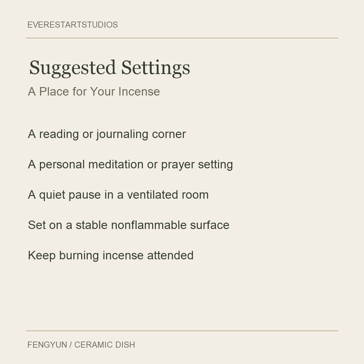 Fengyun Ceramic Incense Dish — Suggested Settings