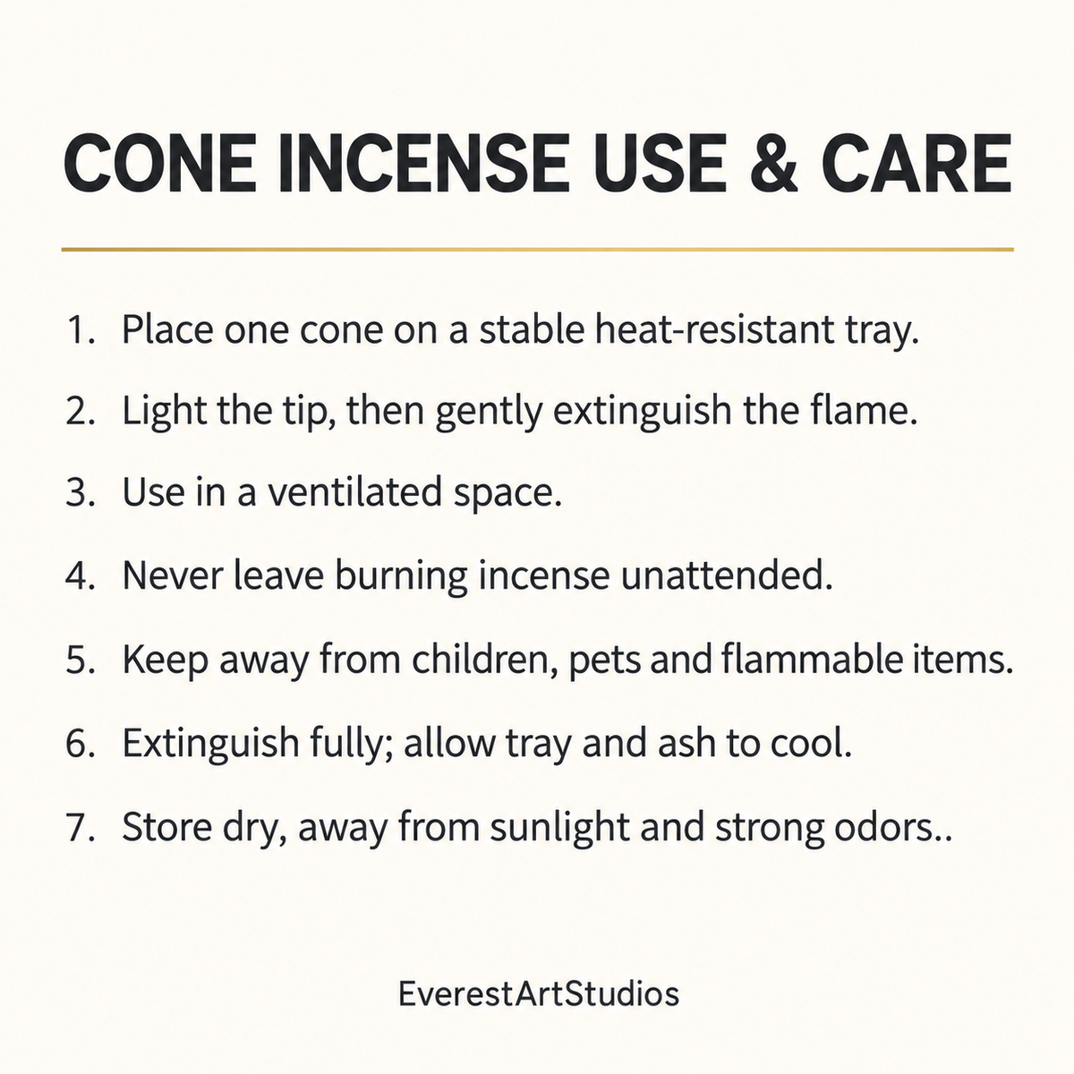 CONE INCENSE USE & CARE