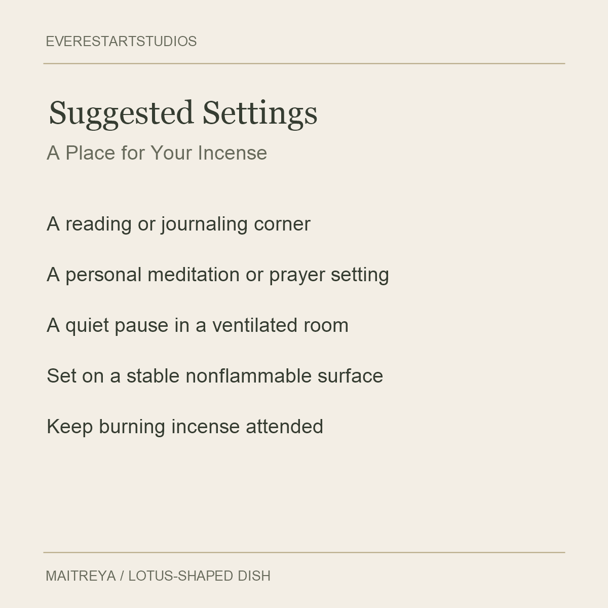 Maitreya Ceramic Lotus Incense Holder — Suggested Settings
