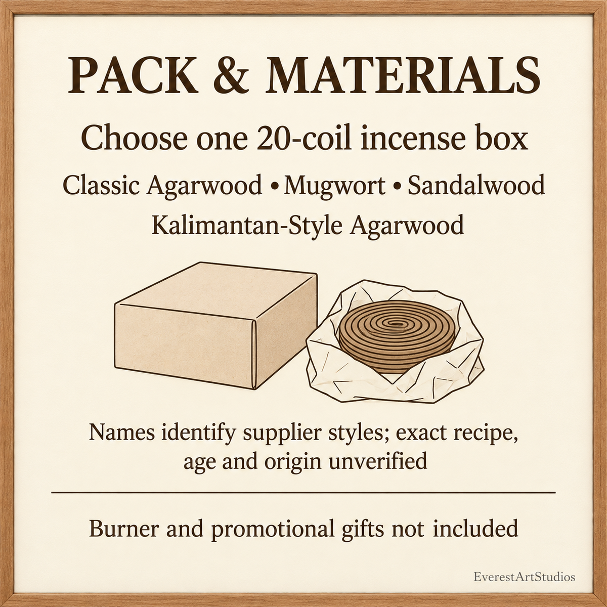 Coil Incense — Agarwood, Mugwort & Sandalwood, Small or Large 20-Coil Boxes | pack