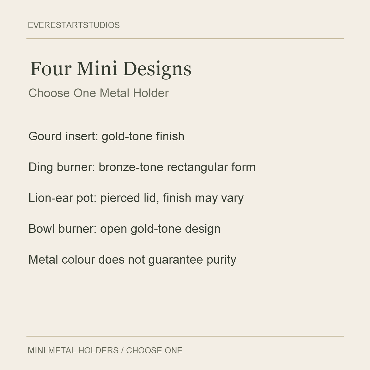 Mini Metal Incense Holders — Four Mini Designs
