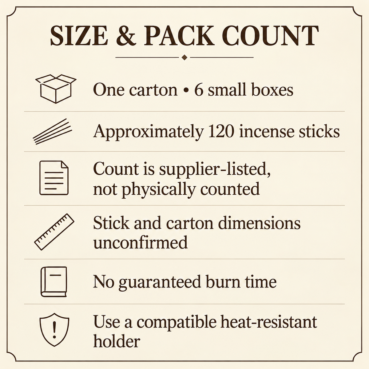 GR & Garden Fresh Incense Sticks — Six-Box Fragrance Cartons — size