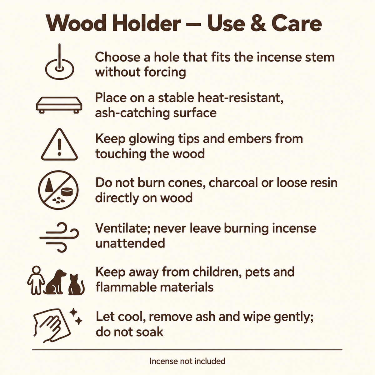 Mini wooden holder use and care guide