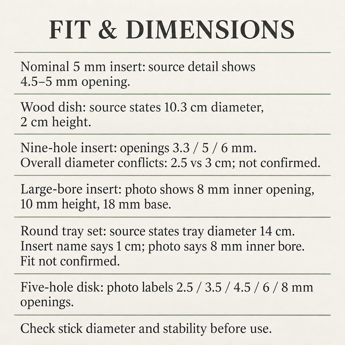 FIT & DIMENSIONS