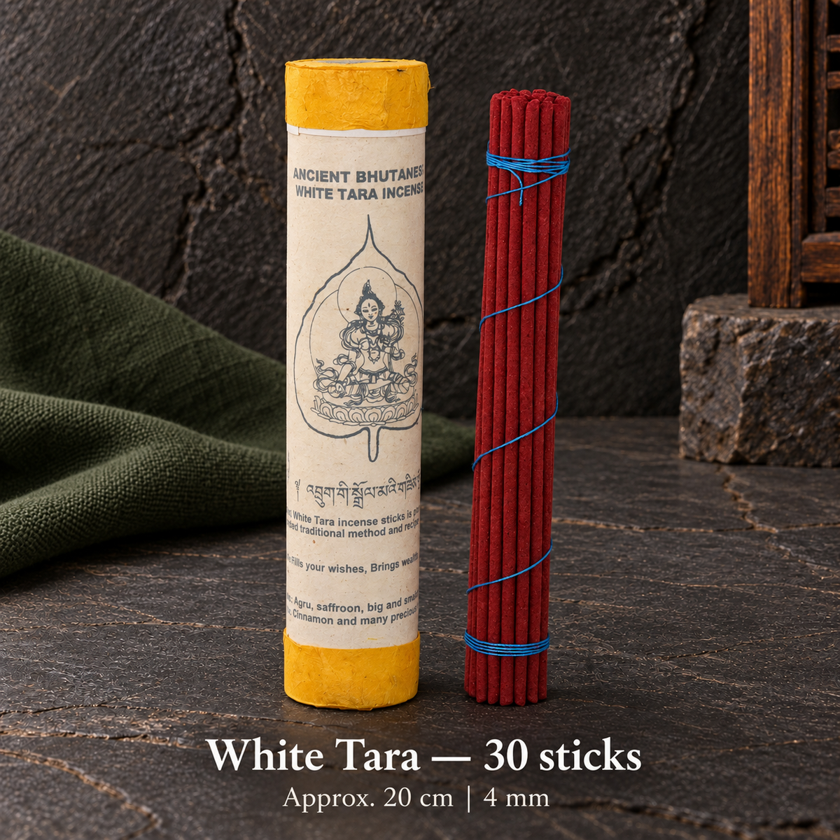 TB615741162409-18 | White Tara — 30 sticks | approx. 20 cm / 4 mm