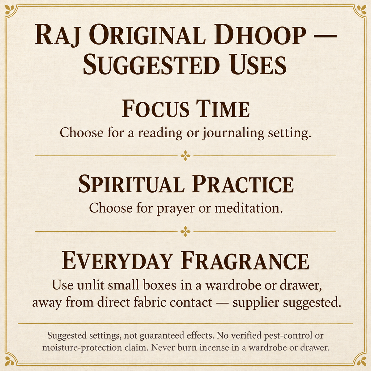 Suggested uses guide