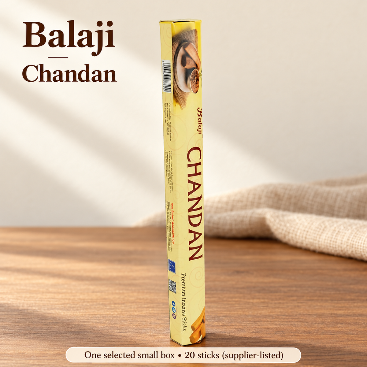 Balaji Incense Sticks — Sandalwood & Chandan, 20-Stick Boxes — variant-03