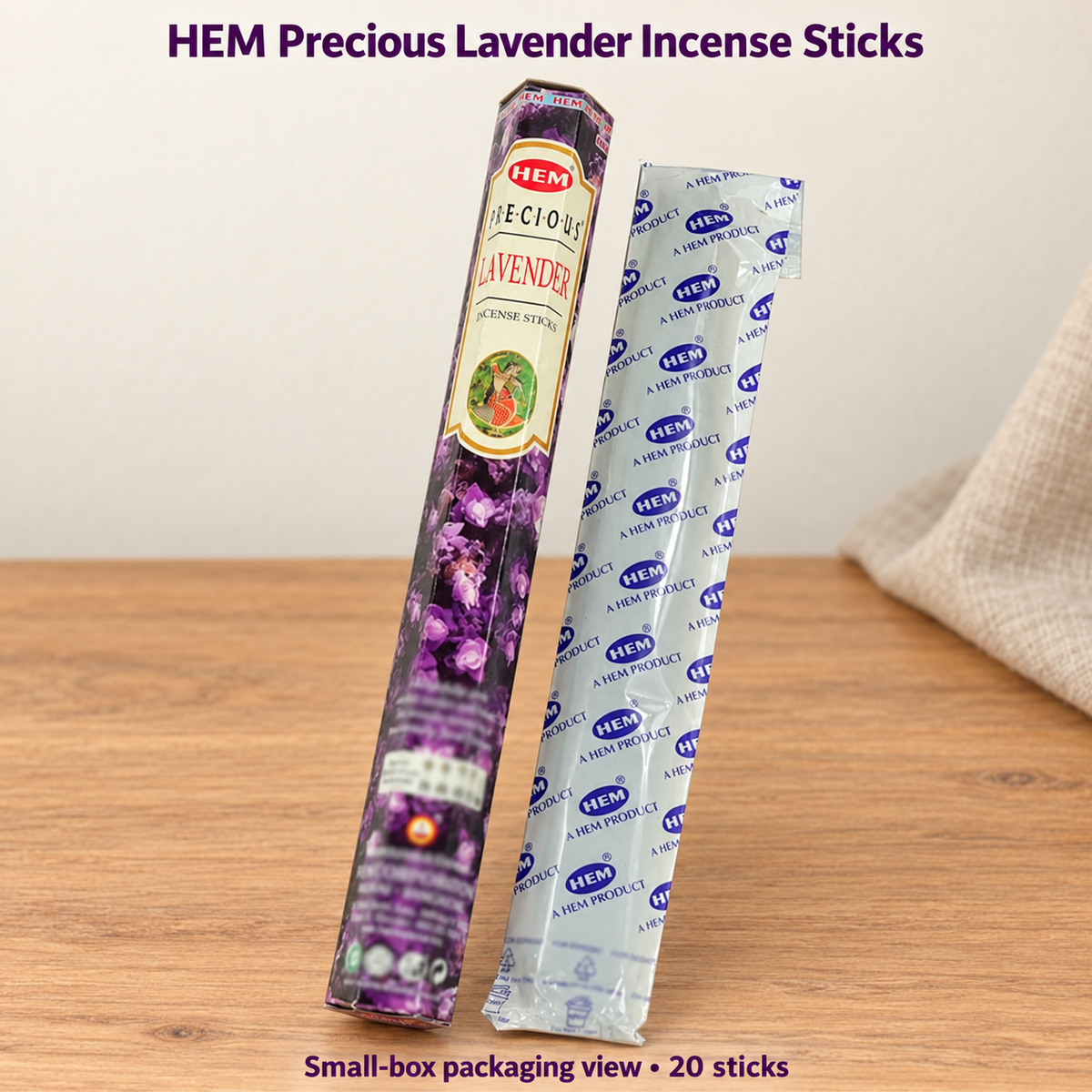 HEM Precious Lavender — original small box and inner wrapper