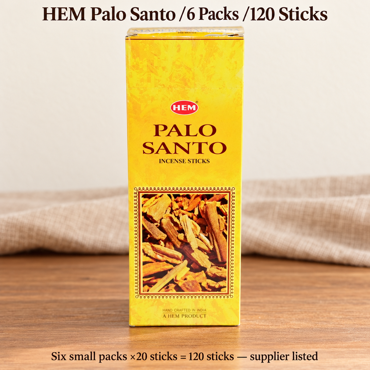 HEM Palo Santo Incense Sticks — Six-Pack Carton, 120 Sticks — product-02