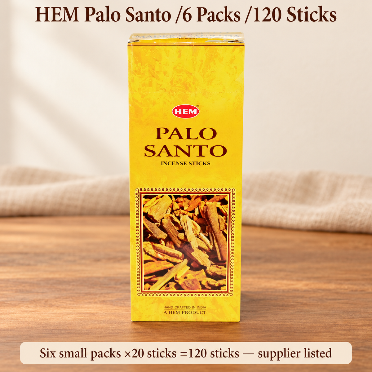 HEM Palo Santo Incense Sticks — Six-Pack Carton, 120 Sticks — product-04