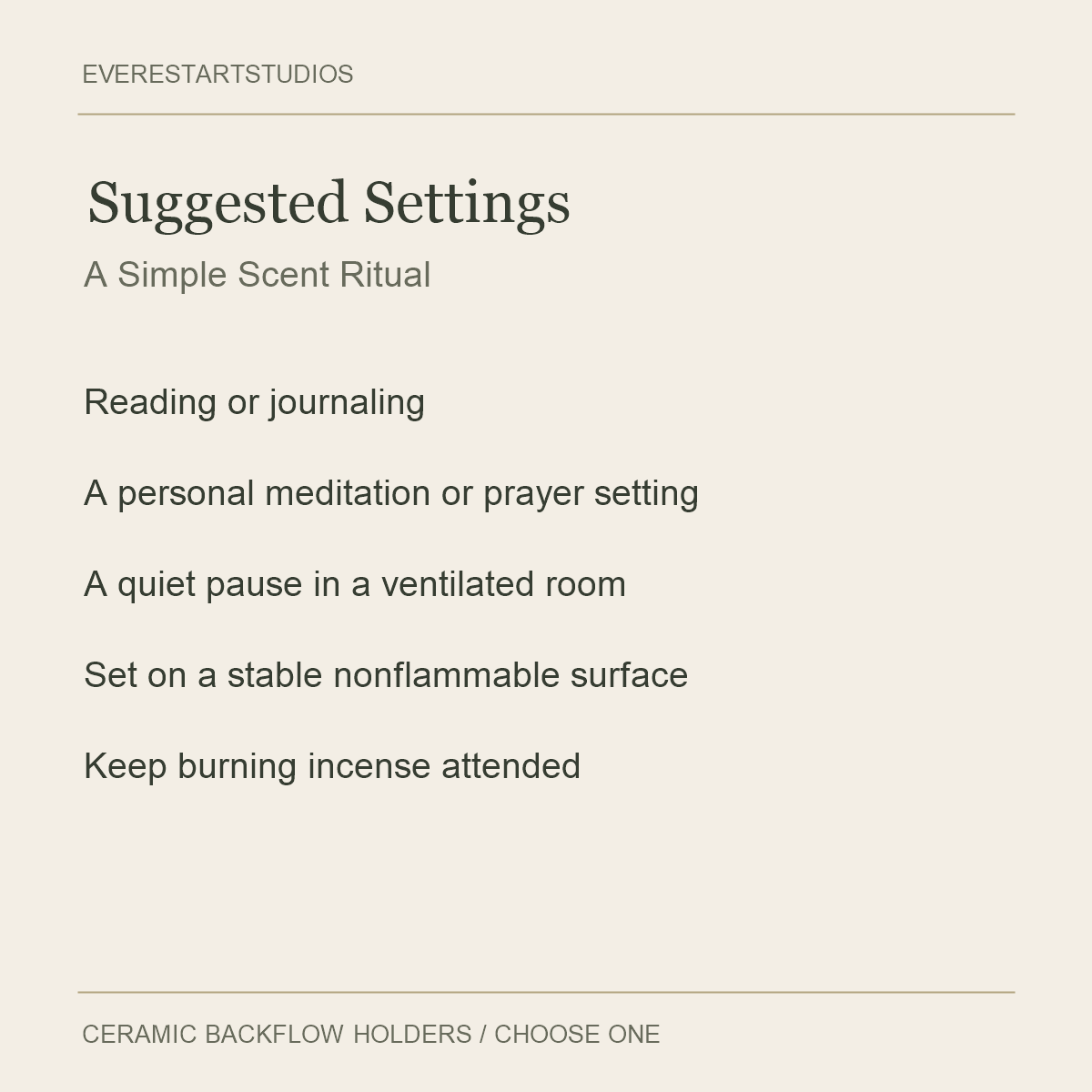 Glazed Ceramic Backflow Incense Burners — Suggested Settings