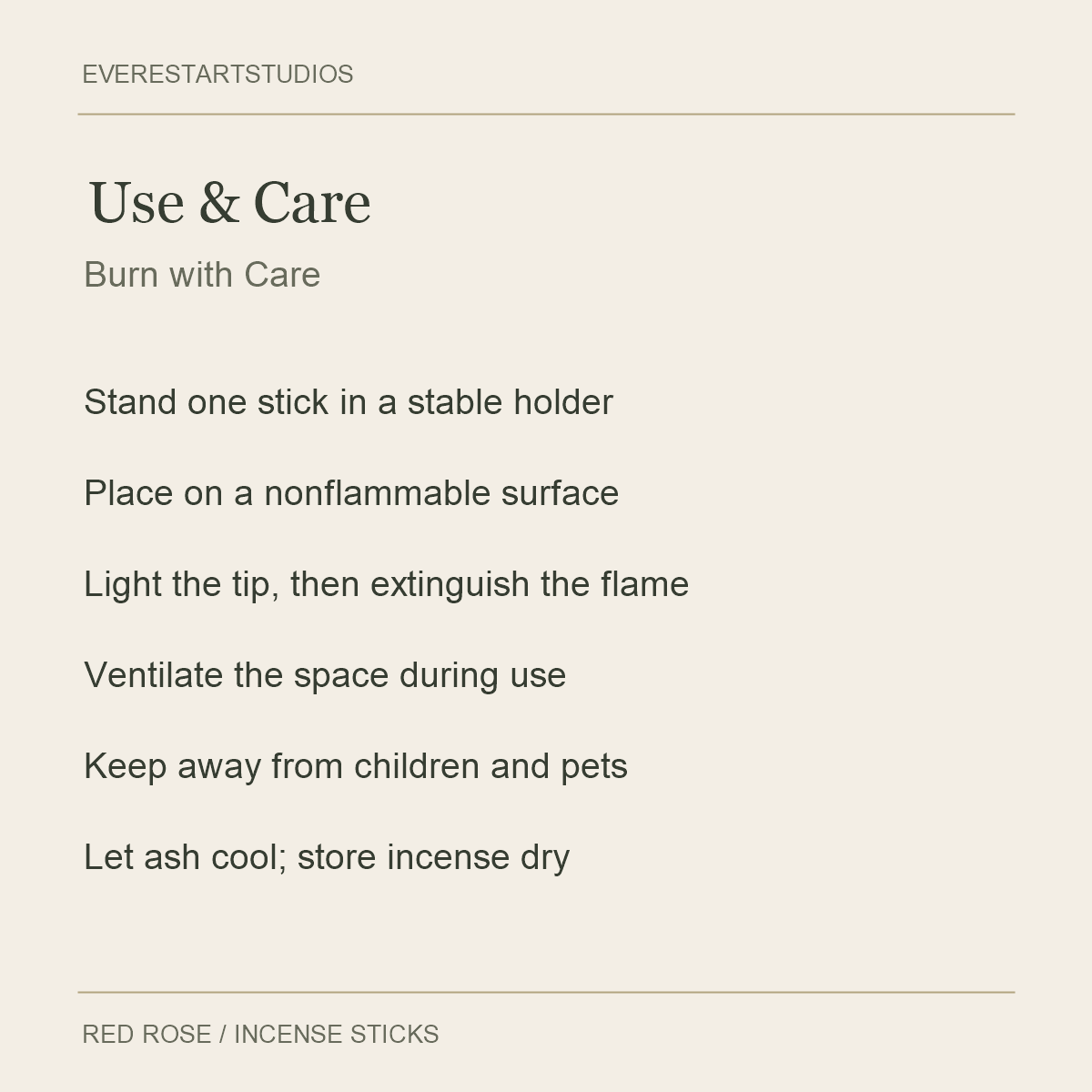 HEM Red Rose Incense Sticks — Use & Care