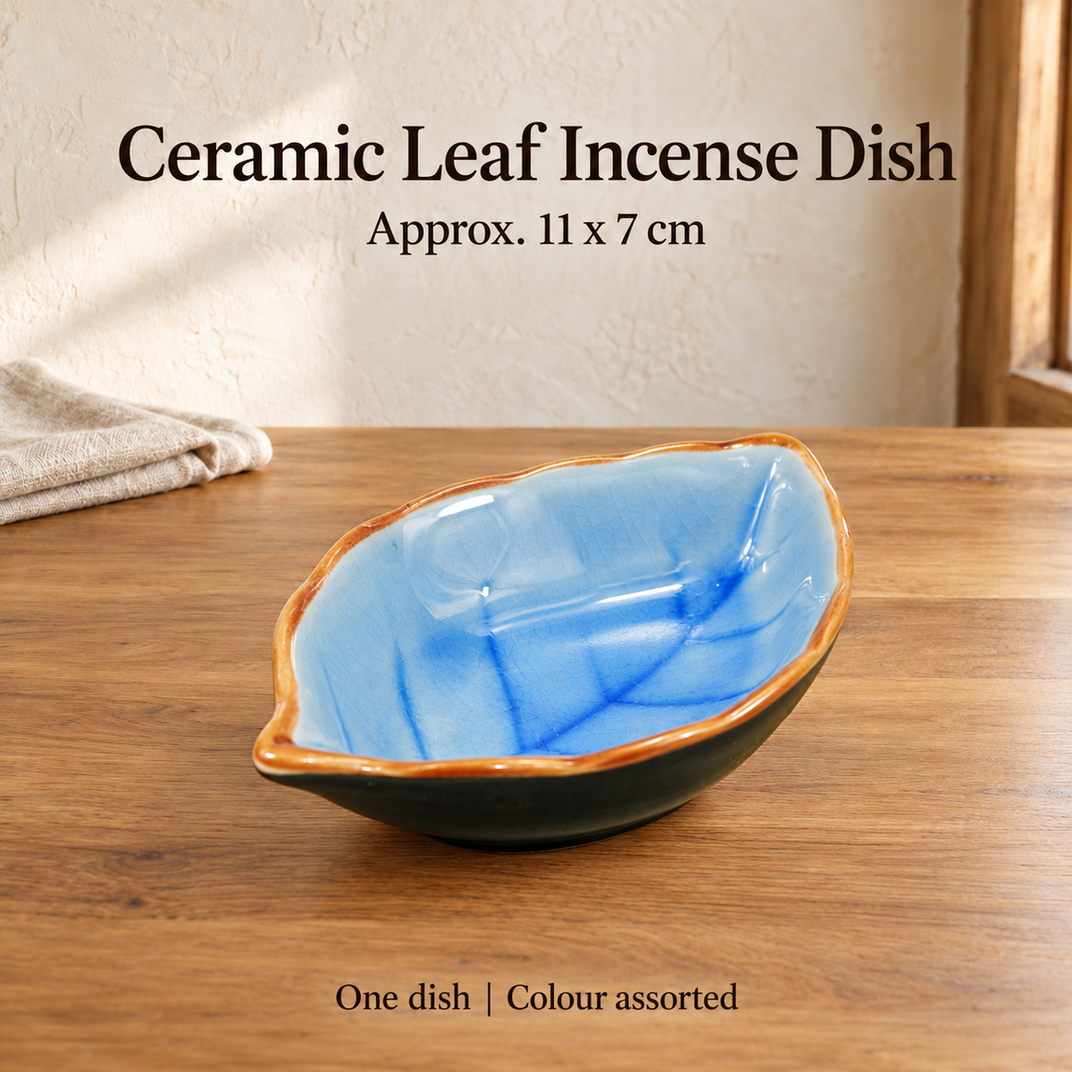 Ceramic Leaf Incense Dish — One dish | Colour assorted