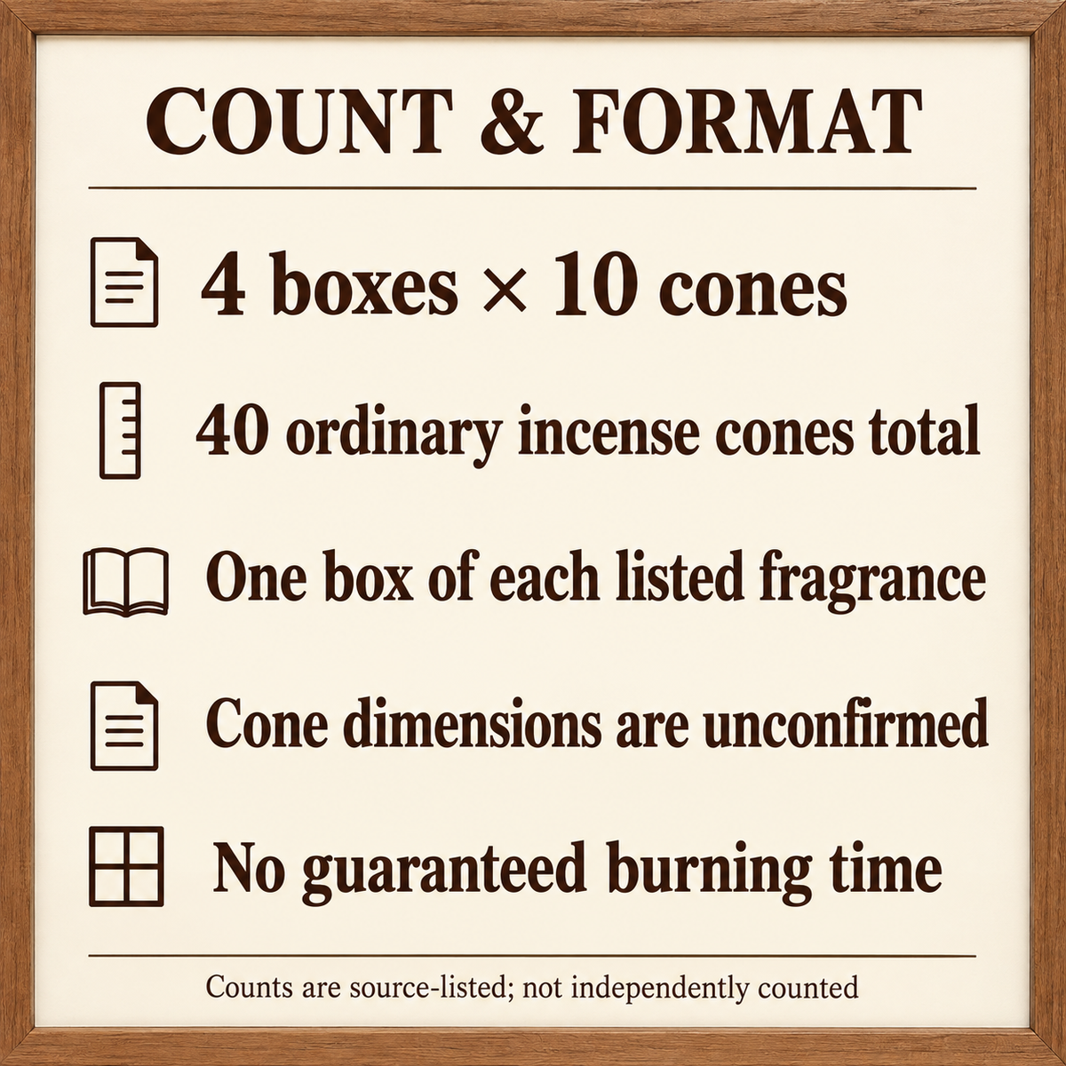 HEM Four-Fragrance Incense Cone Set — 4 Boxes /40 Cones | size