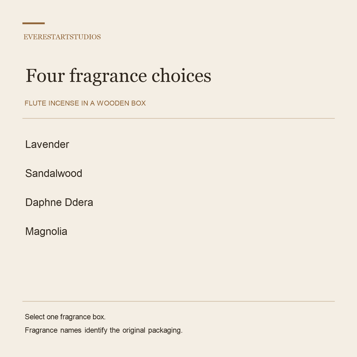 Flute wooden-box incense — materials