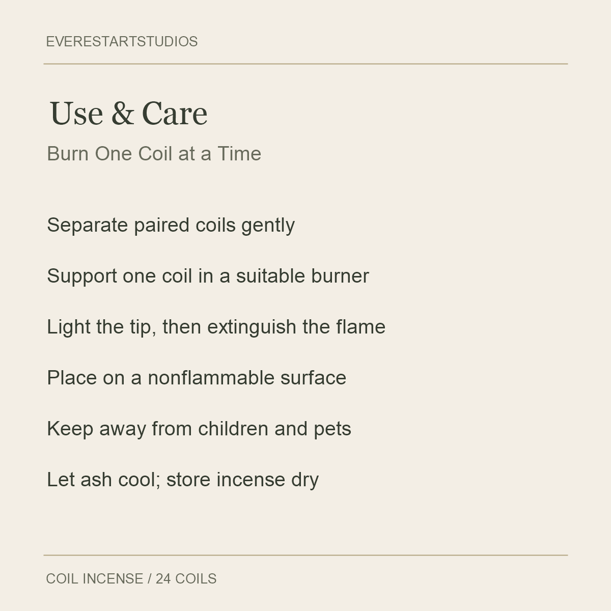 Coil Incense — care guide