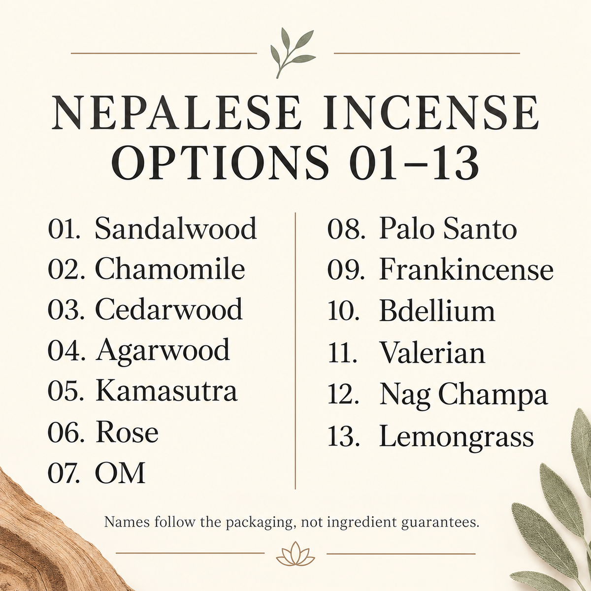 Nepalese incense Guide1 information