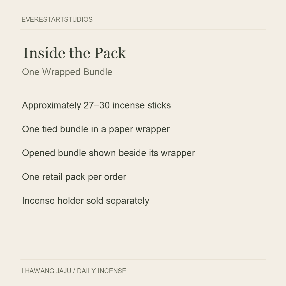 Lhawang JAJU Daily Incense — Inside the Pack