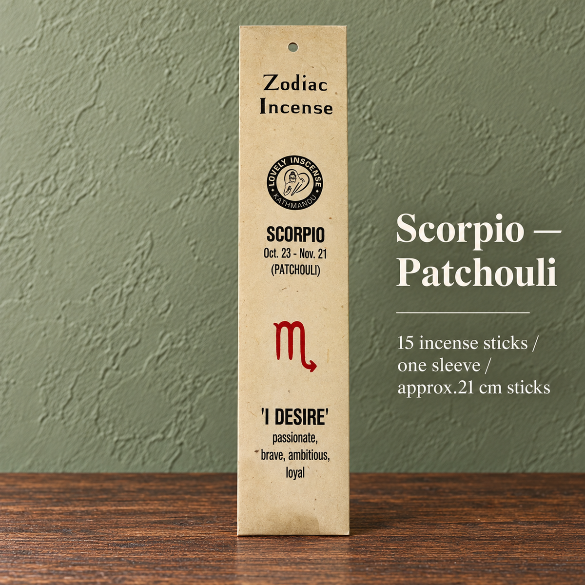 TB667556162962-10 | Scorpio — Patchouli | 15 sticks, approx.21 cm