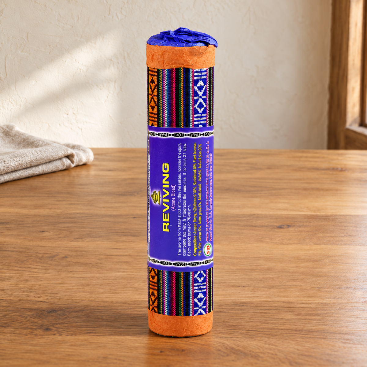Reviving incense in original decorative cloth-covered tube