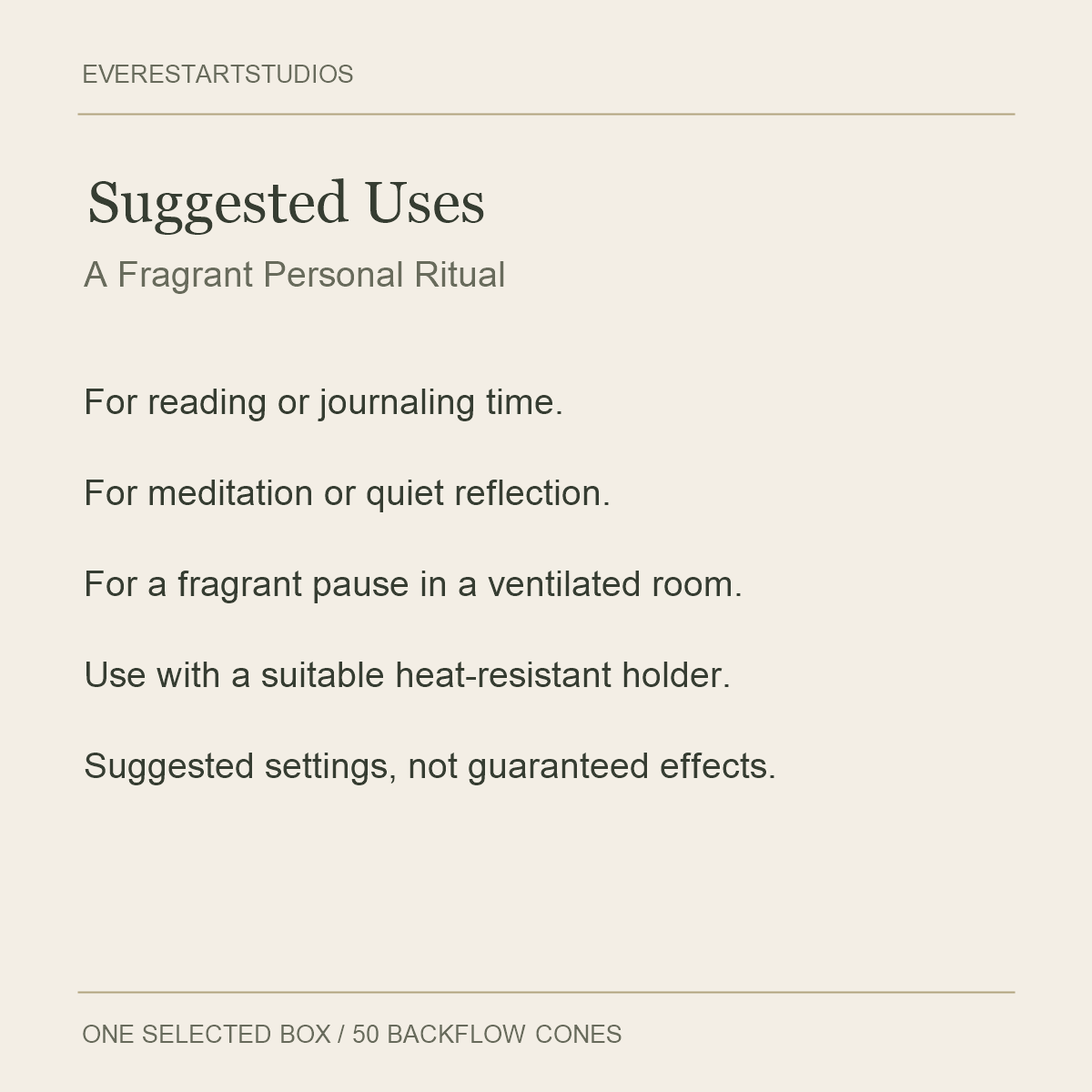 RAJ Backflow Incense Cones — Five Fragrances — uses