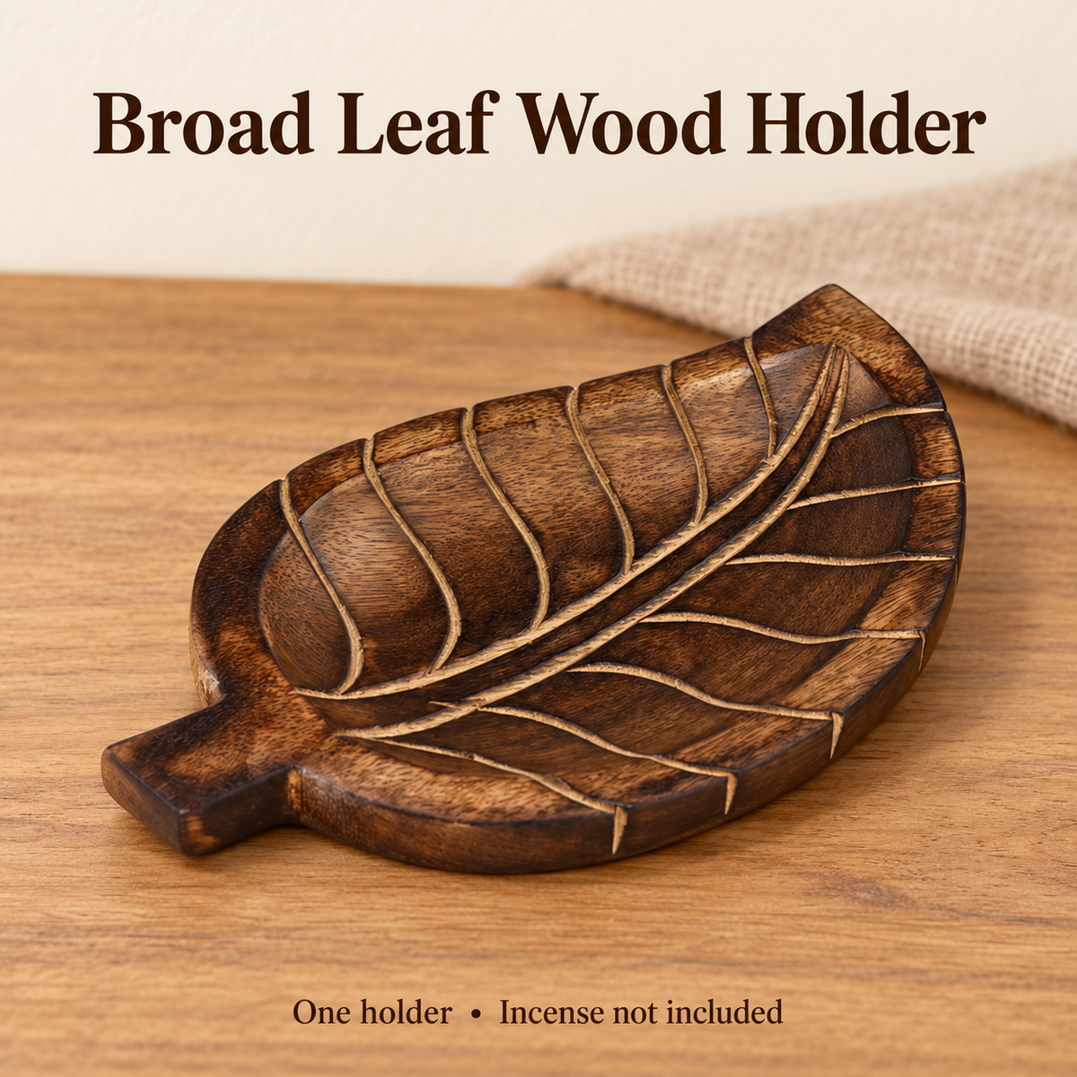 Carved Broad Leaf Wood Incense Holder — product-04