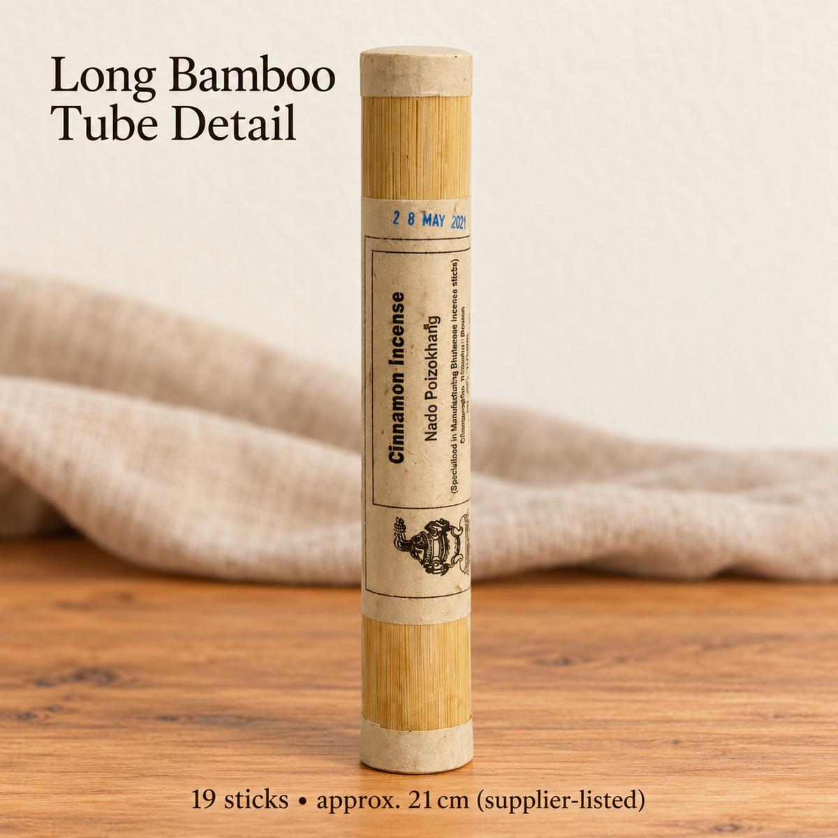 NADO Cinnamon Incense — Paper Box & Bamboo Tube Selections — long-tube-detail