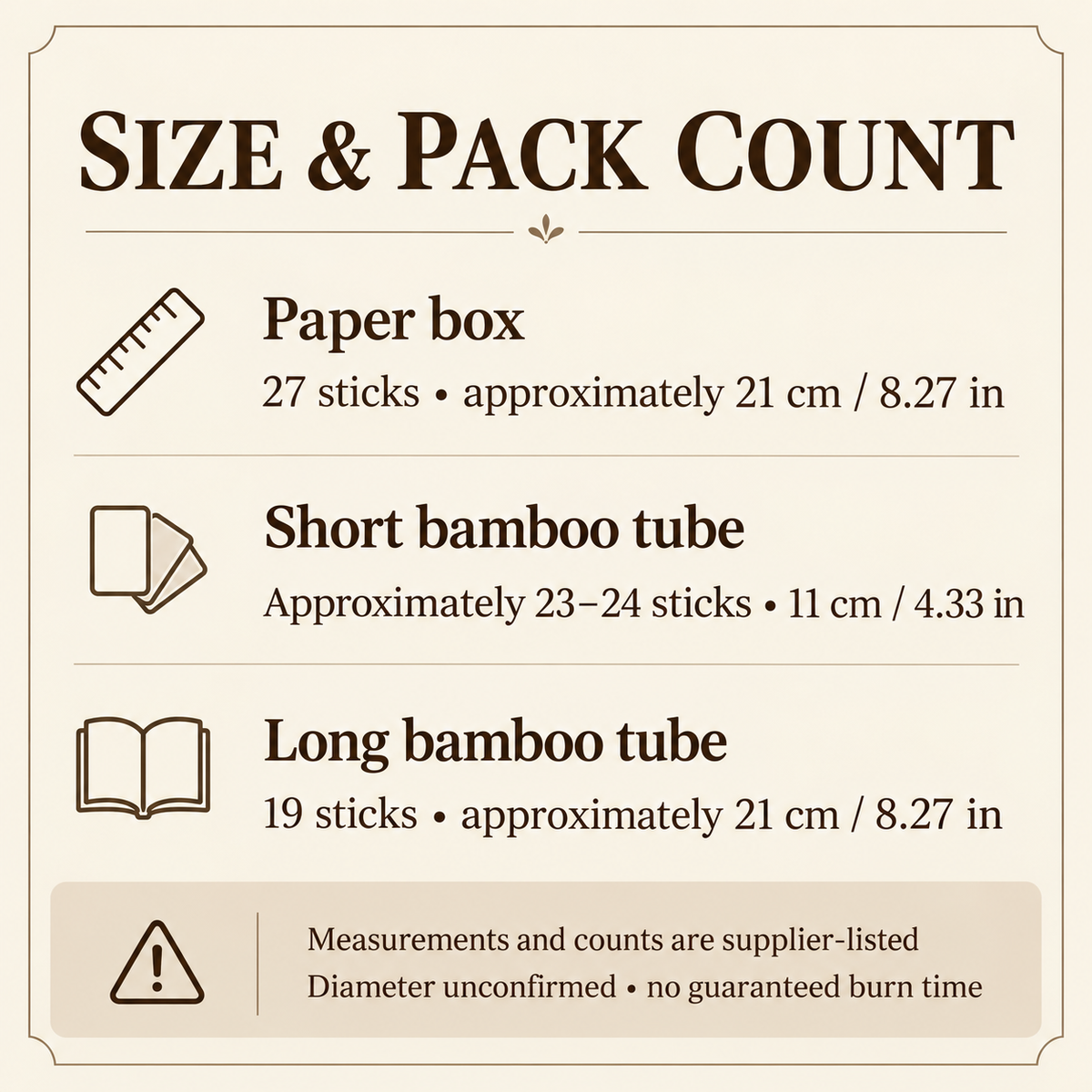 NADO Cinnamon Incense — Paper Box & Bamboo Tube Selections — size