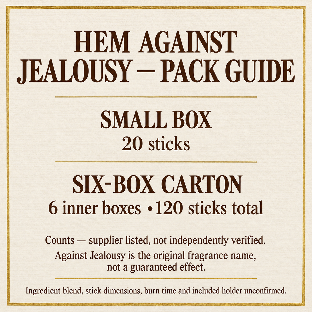 Against Jealousy packaging guide
