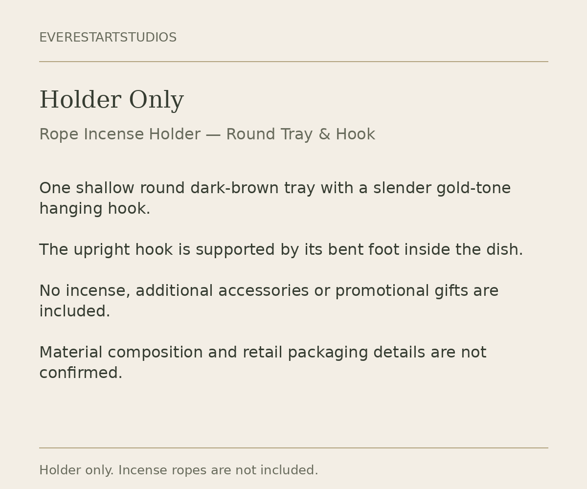 Rope incense holder packaging information