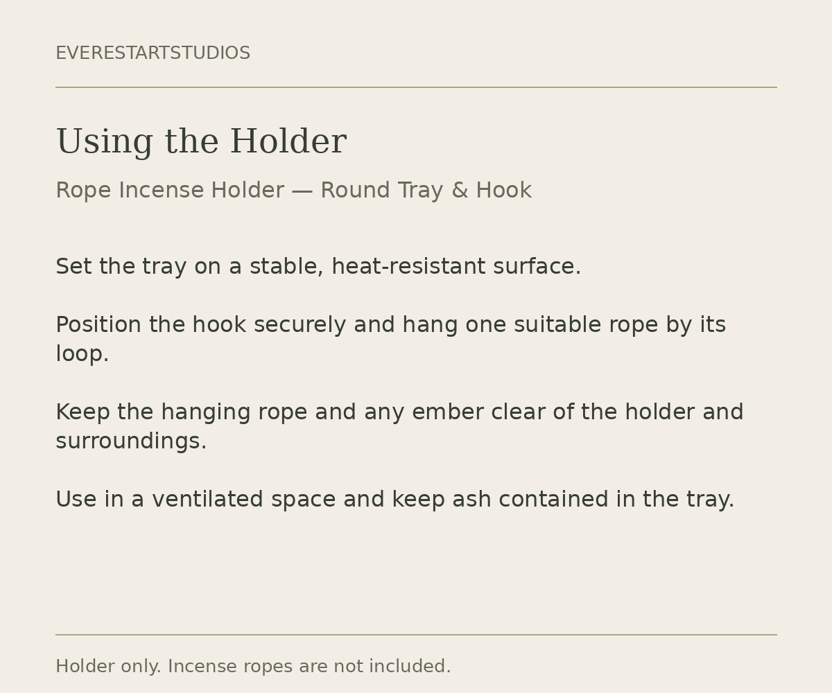 Rope incense holder use information