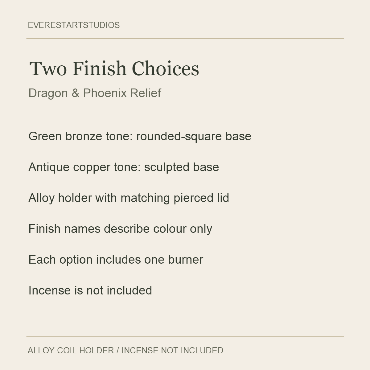 Dragon & Phoenix Alloy Coil Burner — Two Finish Choices