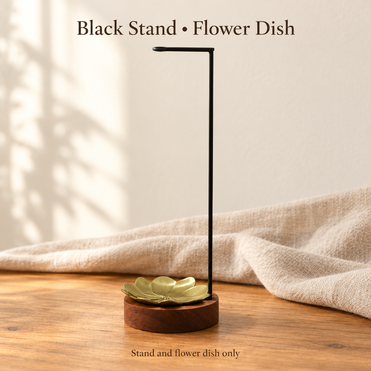 Hanging Incense Stands — Rope Hook, Wood Cup & Flower Dish — variant-04