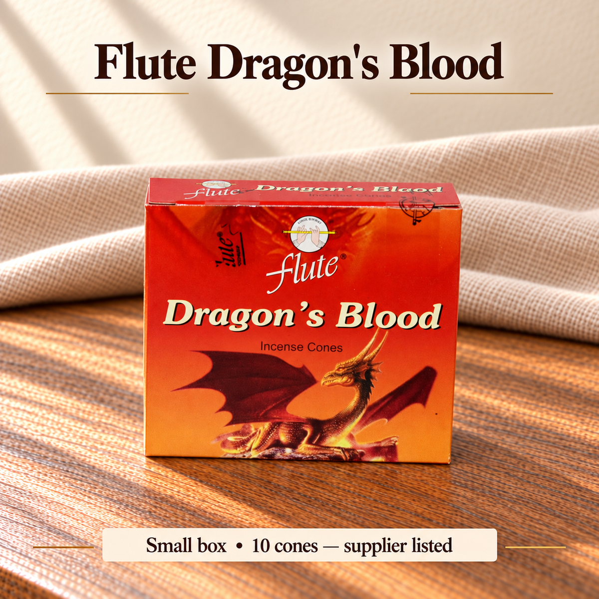 Flute Dragon's Blood — small box, 10 cones supplier listed
