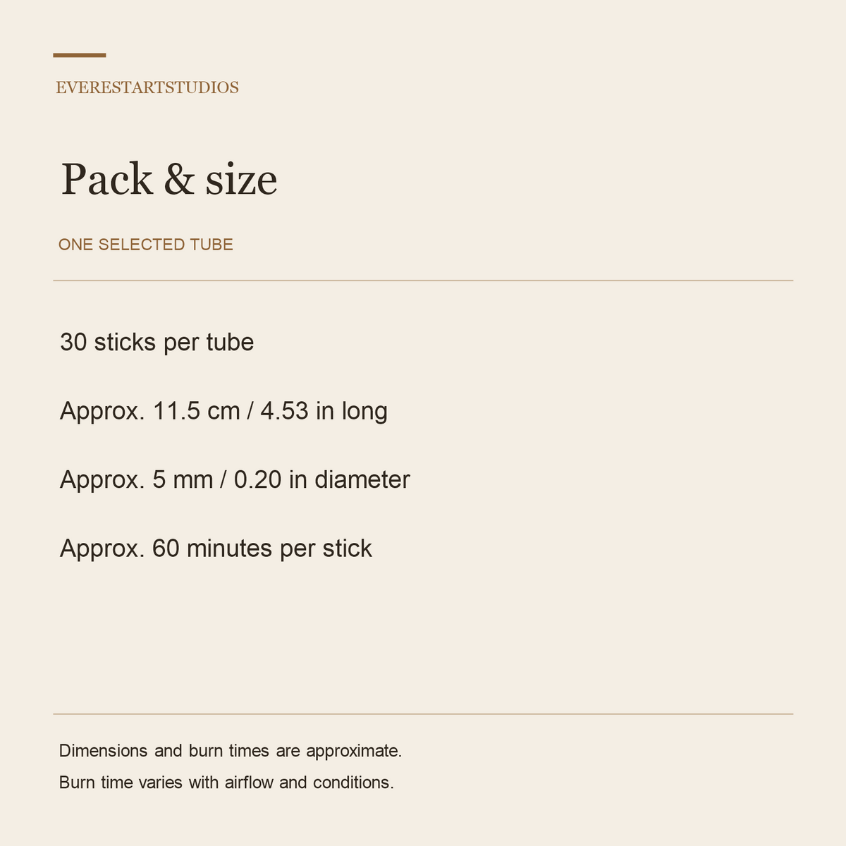 Paper tube incense — specifications