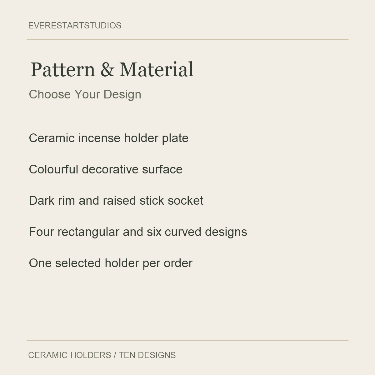 Decorative Ceramic Incense Holders — Pattern & Material