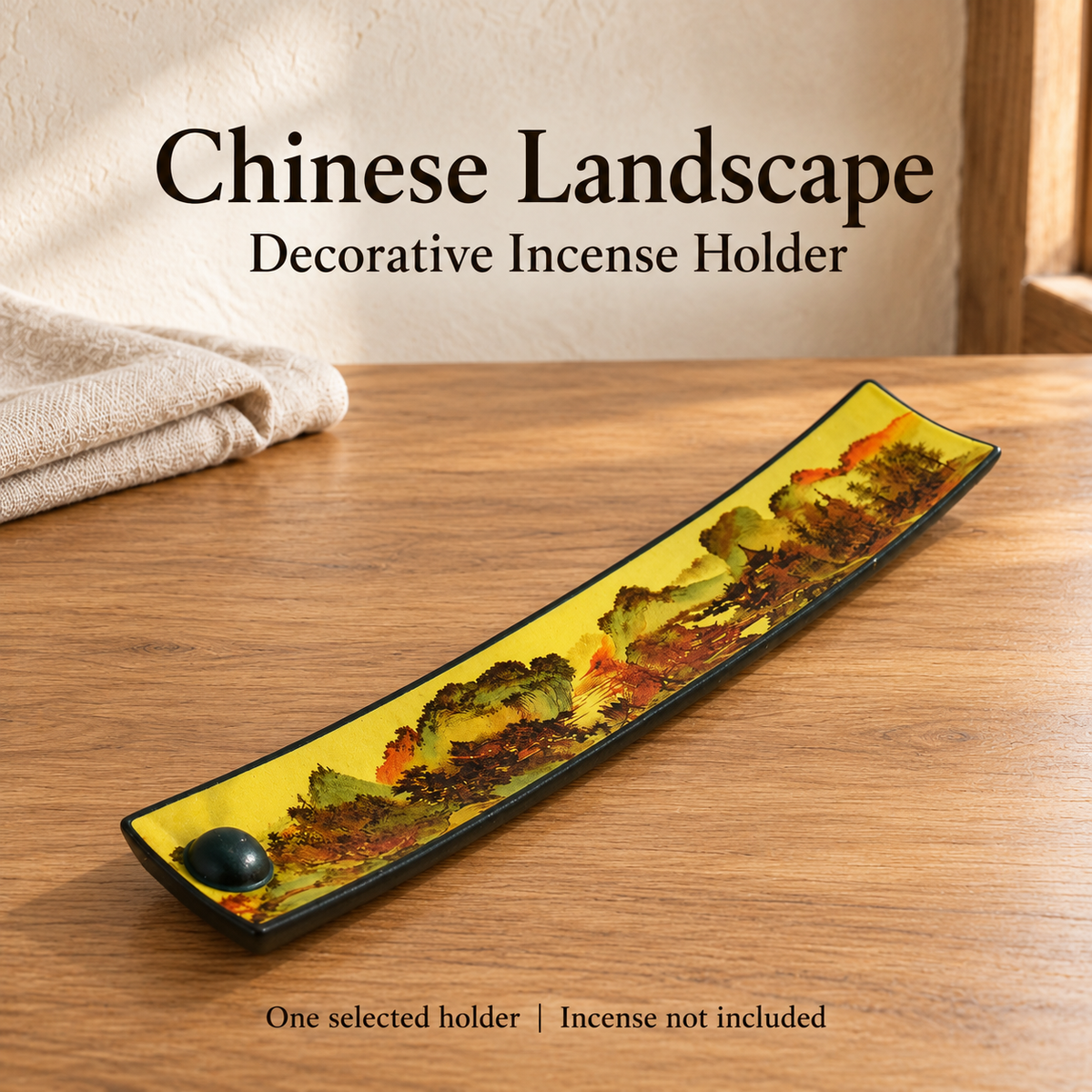 Ceramic Incense Holder — Chinese Landscape — one holder, incense not included