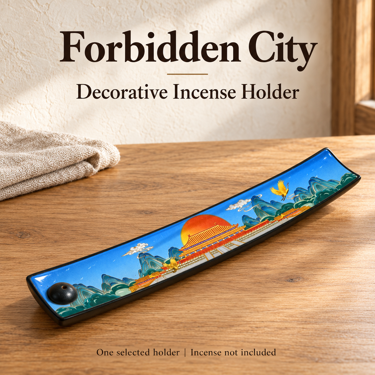 Ceramic Incense Holder — Forbidden City — one holder, incense not included