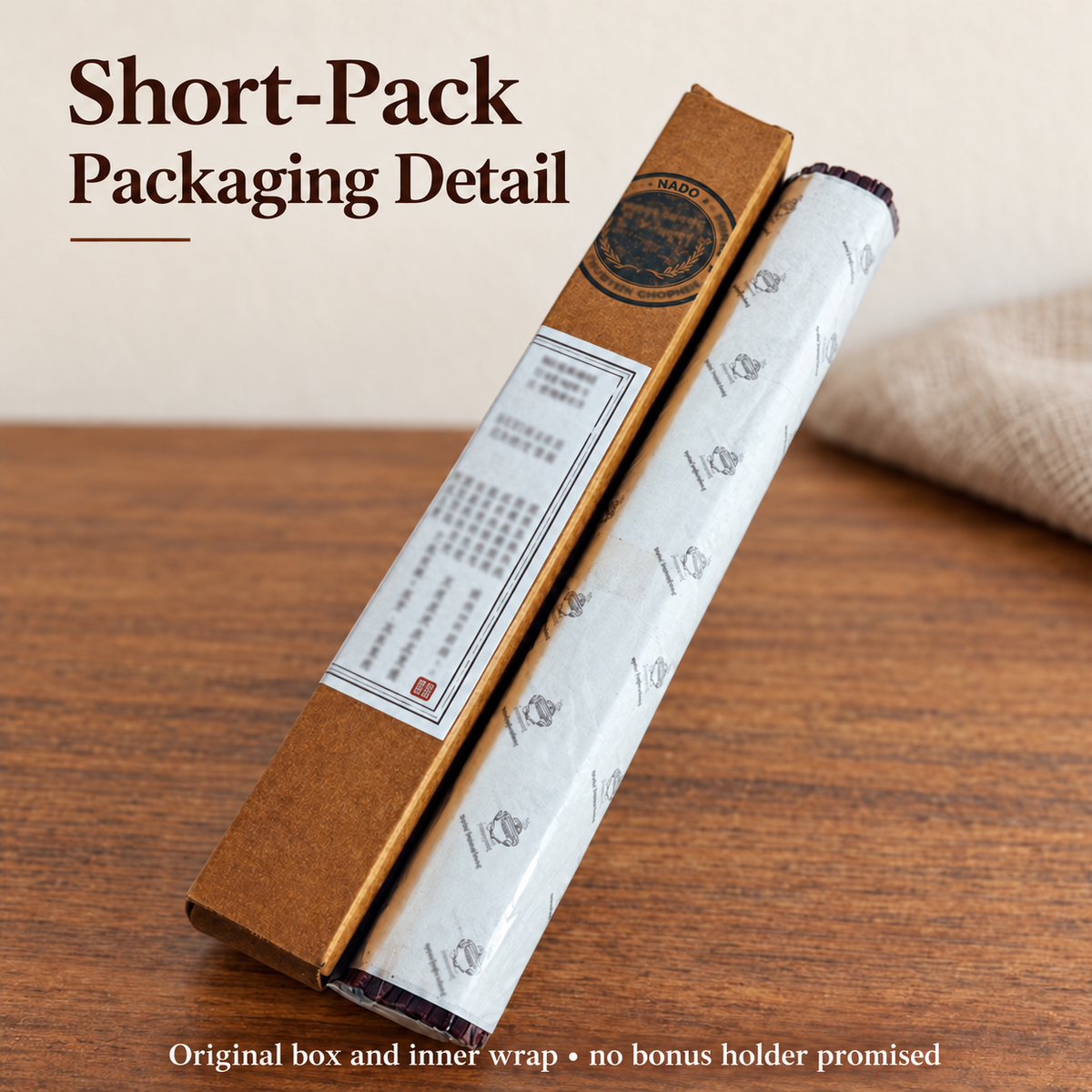 Original short boxed incense company seal and wrapper detail