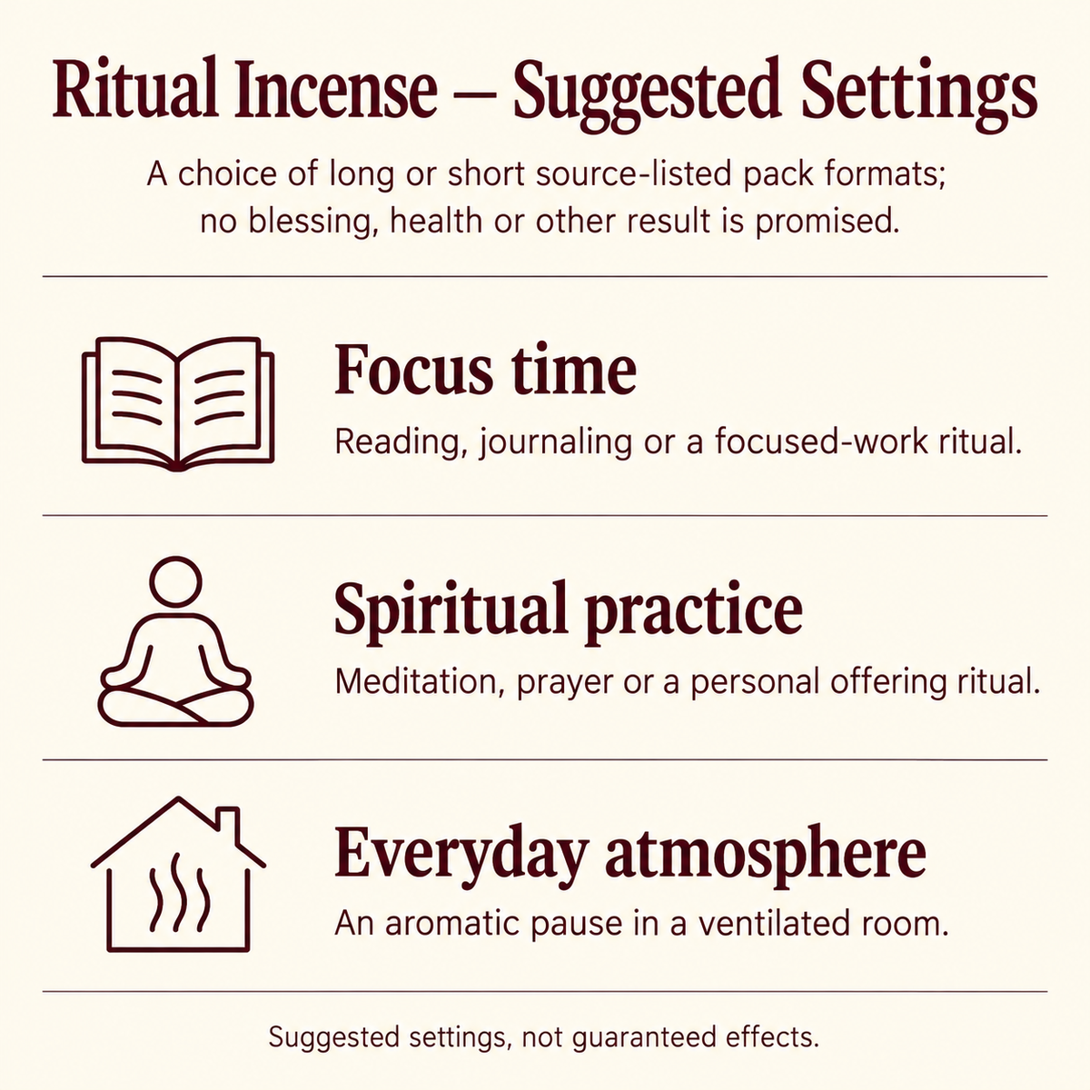 Ritual incense focus, spiritual practice and everyday settings